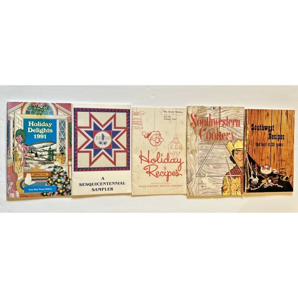 Southwest Holiday Recipes Cook Book TX Electric Service Co Vtg Cowboy‎ Lot Of 5